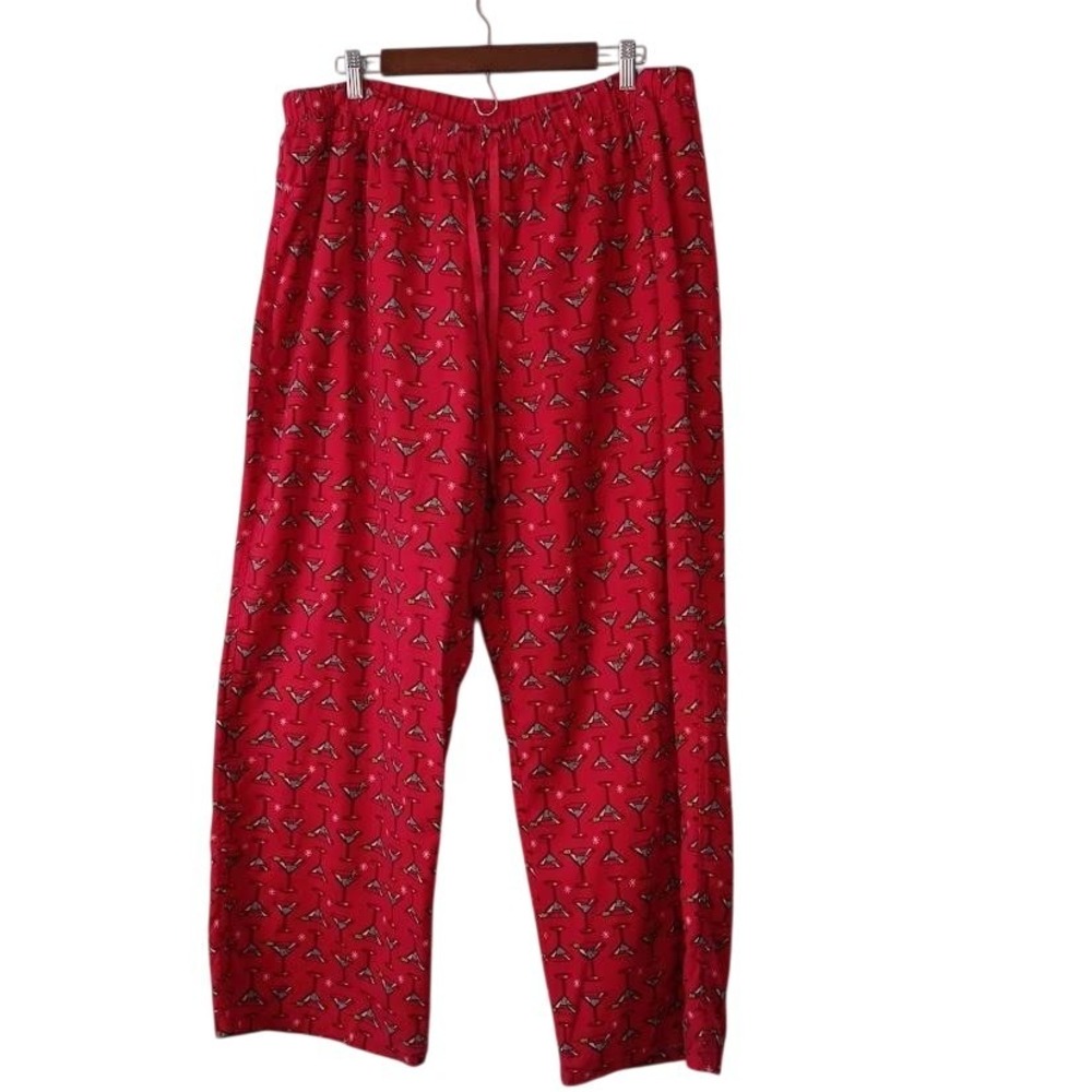 Cacique Pajama Pants Womens 18/20‎ Red Lounge Martini Cocktail Print Plus Size